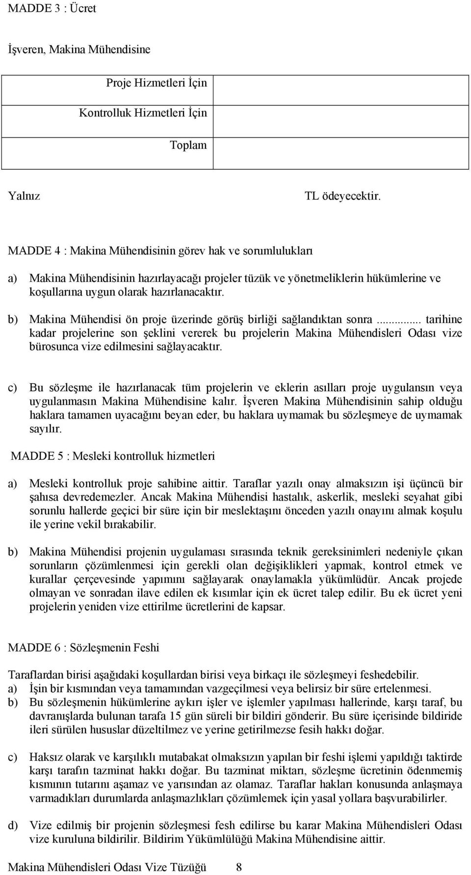 b) Makina Mühendisi ön proje üzerinde görüş birliği sağlandıktan sonra.