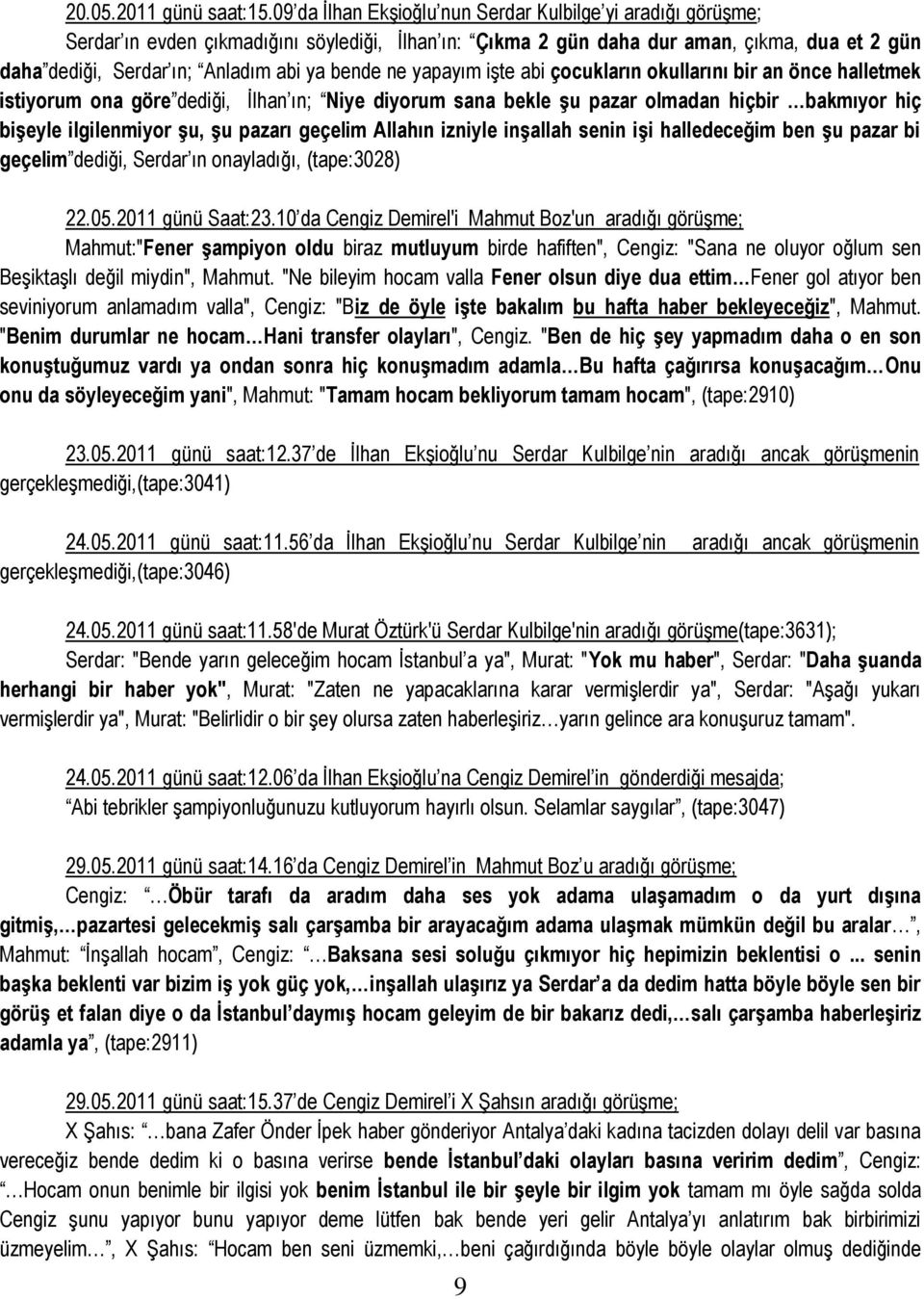 bende ne yapayım işte abi çocukların okullarını bir an önce halletmek istiyorum ona göre dediği, İlhan ın; Niye diyorum sana bekle Ģu pazar olmadan hiçbir bakmıyor hiç biģeyle ilgilenmiyor Ģu, Ģu