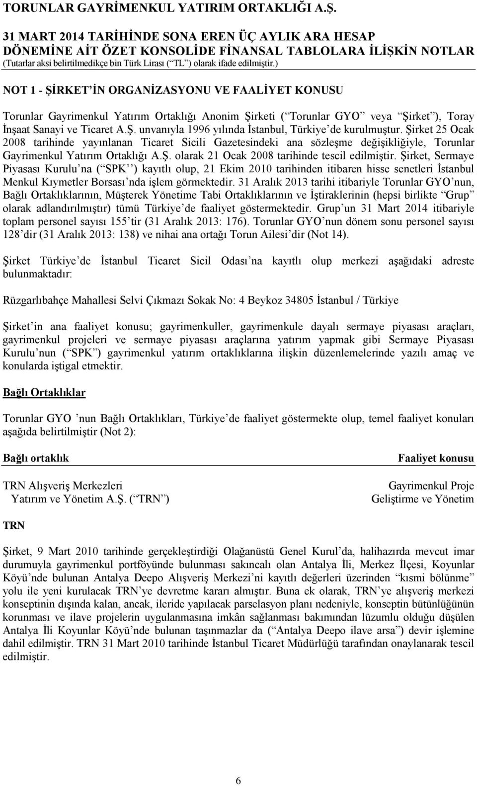 Şirket, Sermaye Piyasası Kurulu na ( SPK ) kayıtlı olup, 21 Ekim 2010 tarihinden itibaren hisse senetleri İstanbul Menkul Kıymetler Borsası nda işlem görmektedir.