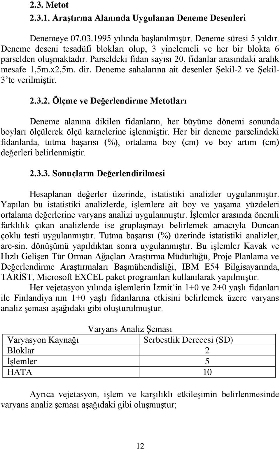 Deneme sahalarına ait desenler ġekil-2 ve ġekil- 3 te verilmiģtir. 2.3.2. Ölçme ve Değerlendirme Metotları Deneme alanına dikilen fidanların, her büyüme dönemi sonunda boyları ölçülerek ölçü karnelerine iģlenmiģtir.