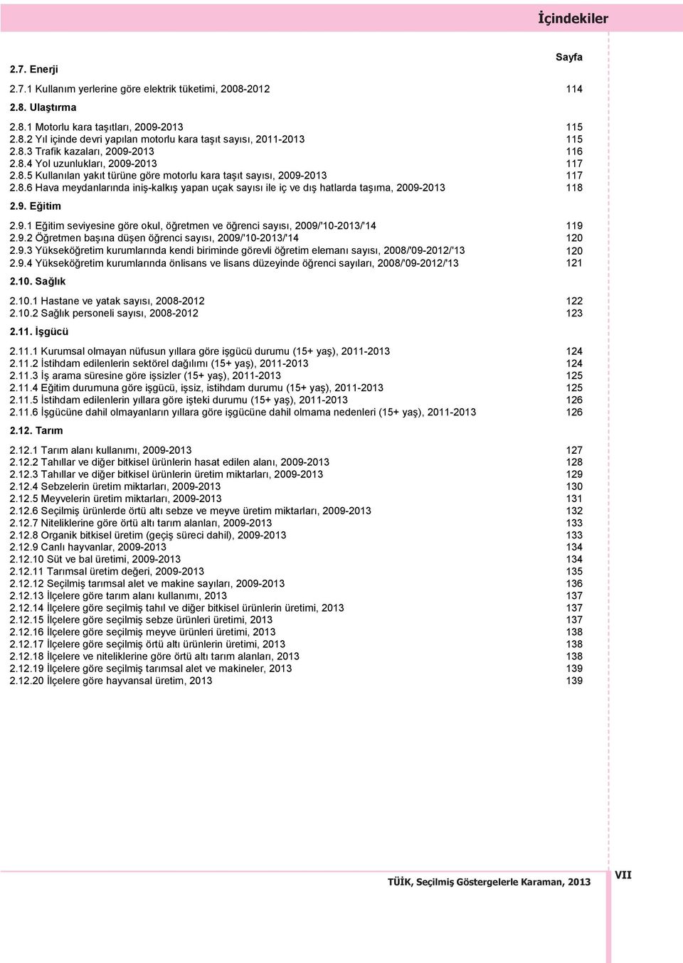 9. Eğitim 2.9.1 Eğitim seviyesine göre okul, öğretmen ve öğrenci sayısı, 2009/'10-2013/'14 119 2.9.2 Öğretmen başına düşen öğrenci sayısı, 2009/'10-2013/'14 120 2.9.3 Yükseköğretim kurumlarında kendi biriminde görevli öğretim elemanı sayısı, 2008/'09-2012/'13 120 2.