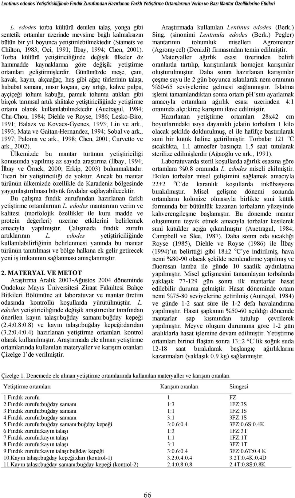 Chen, 2001). Torba kültürü yetiştiriciliğinde değişik ülkeler öz hammadde kaynaklarına göre değişik yetiştirme ortamları geliştirmişlerdir.