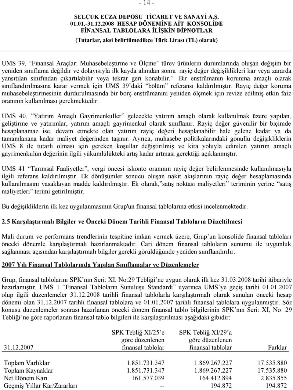 Bir enstrümanın korunma amaçlı olarak sınıflandırılmasına karar vermek için UMS 39 daki bölüm referansı kaldırılmıştır.