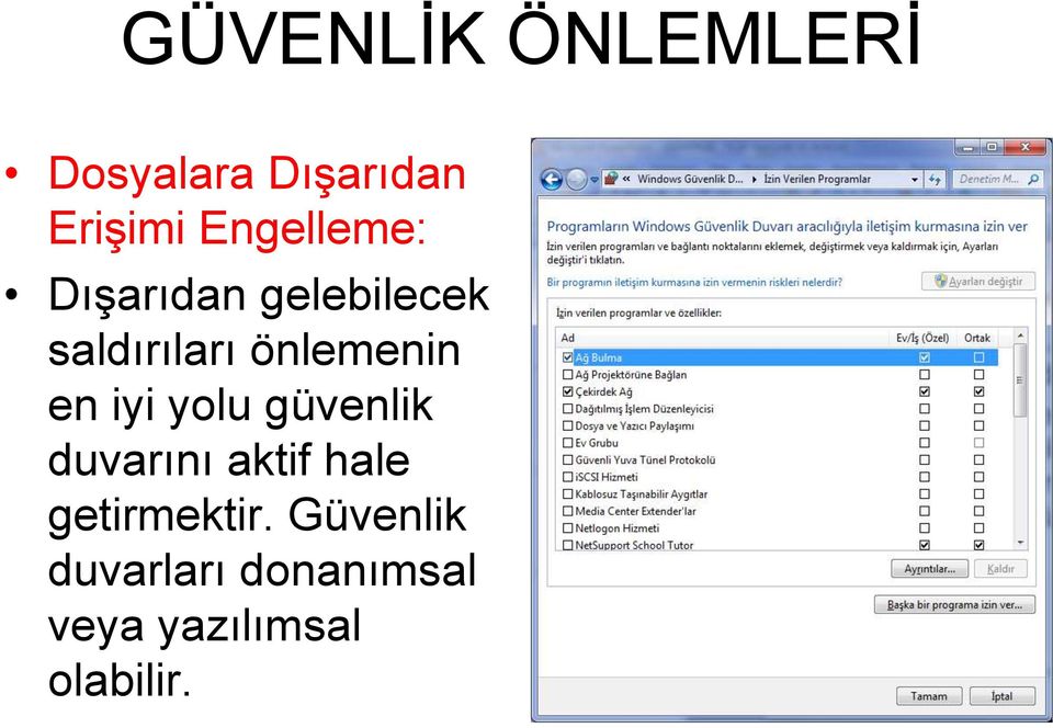 önlemenin en iyi yolu güvenlik duvarını aktif hale