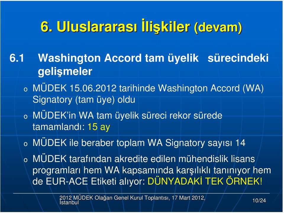 tamamlandı: 15 ay MÜDEK ile beraber tplam WA Signatry sayısı 14 MÜDEK tarafından akredite edilen