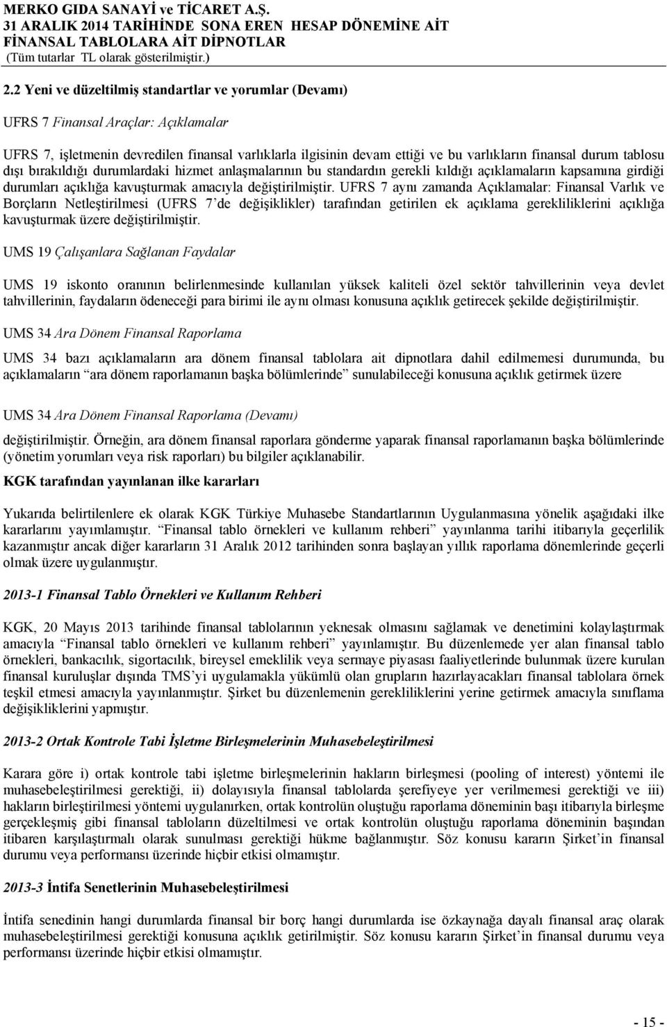 UFRS 7 aynı zamanda Açıklamalar: Finansal Varlık ve Borçların Netleştirilmesi (UFRS 7 de değişiklikler) tarafından getirilen ek açıklama gerekliliklerini açıklığa kavuşturmak üzere değiştirilmiştir.