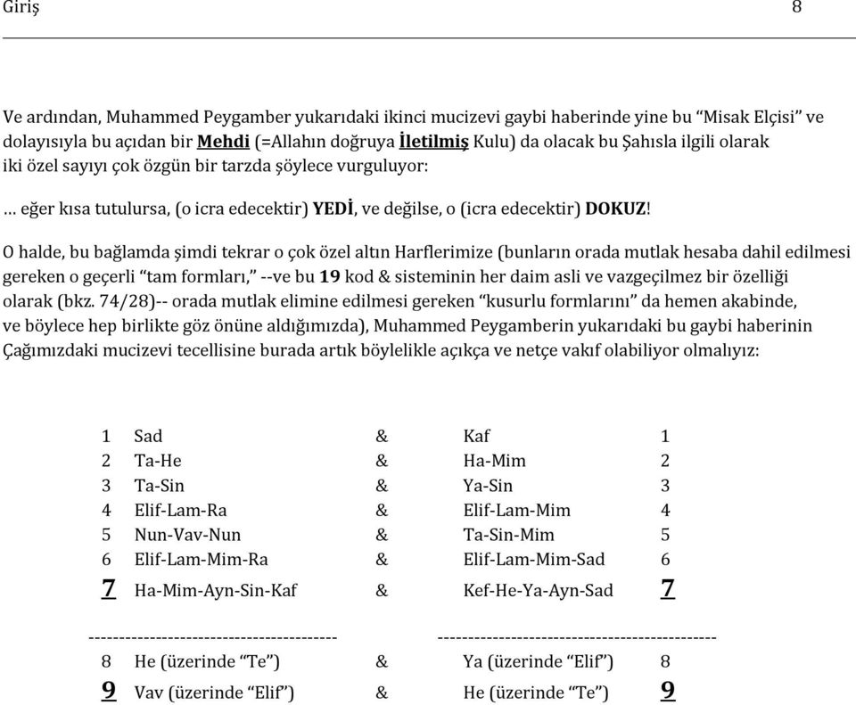 O halde, bu bağlamda şimdi tekrar o çok özel altın Harflerimize (bunların orada mutlak hesaba dahil edilmesi gereken o geçerli tam formları, --ve bu 19 kod & sisteminin her daim asli ve vazgeçilmez