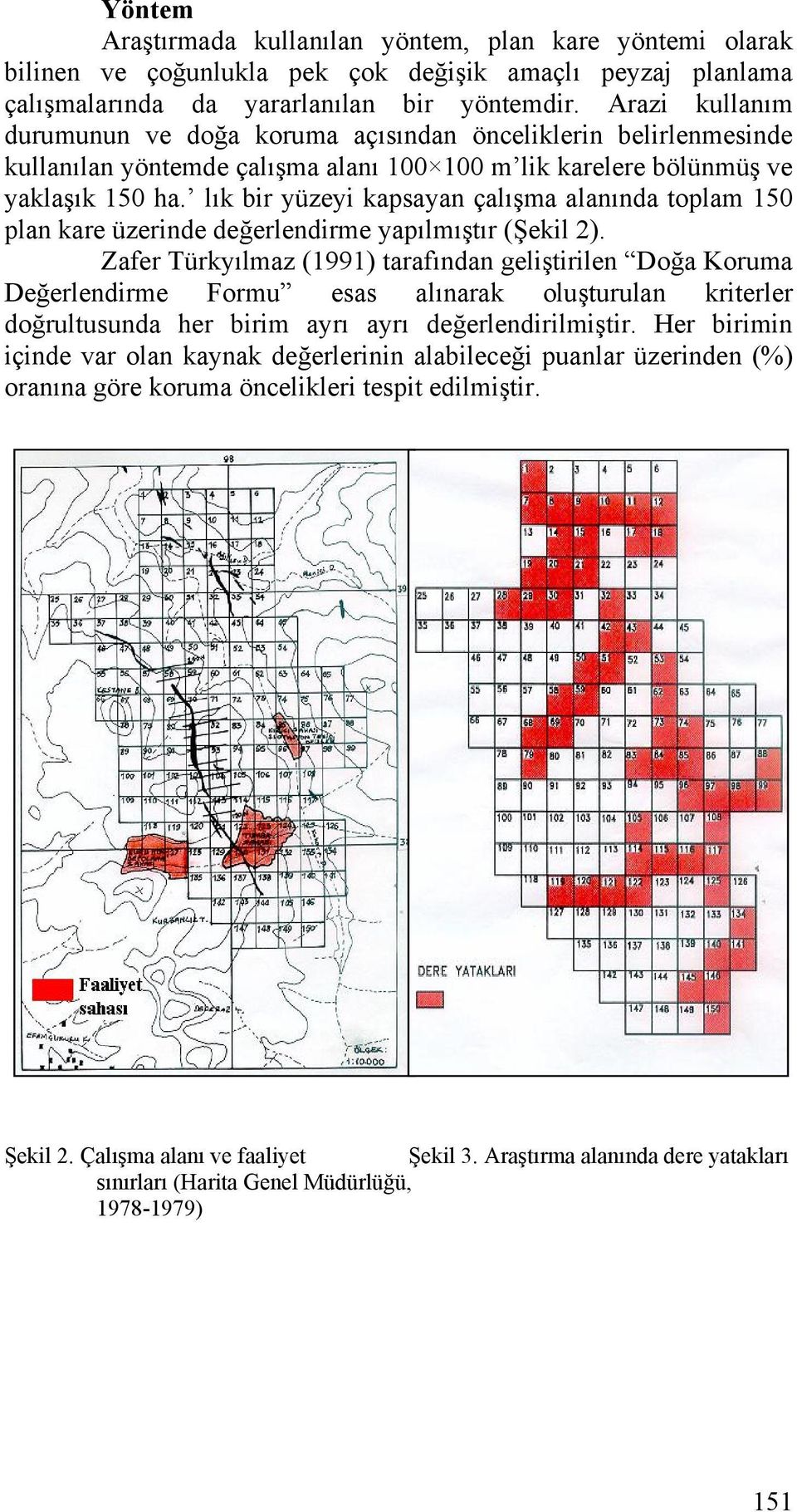 lık bir yüzeyi kapsayan çalışma alanında toplam 150 plan kare üzerinde değerlendirme yapılmıştır (Şekil 2).