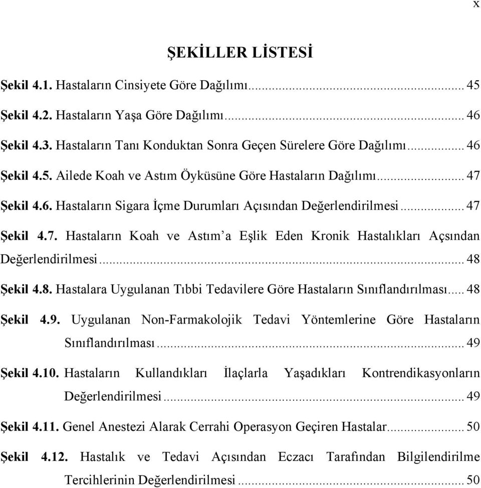 .. 48 Şekil 4.8. Hastalara Uygulanan Tıbbi Tedavilere Göre Hastaların Sınıflandırılması... 48 Şekil 4.9. Uygulanan Non-Farmakolojik Tedavi Yöntemlerine Göre Hastaların Sınıflandırılması... 49 Şekil 4.