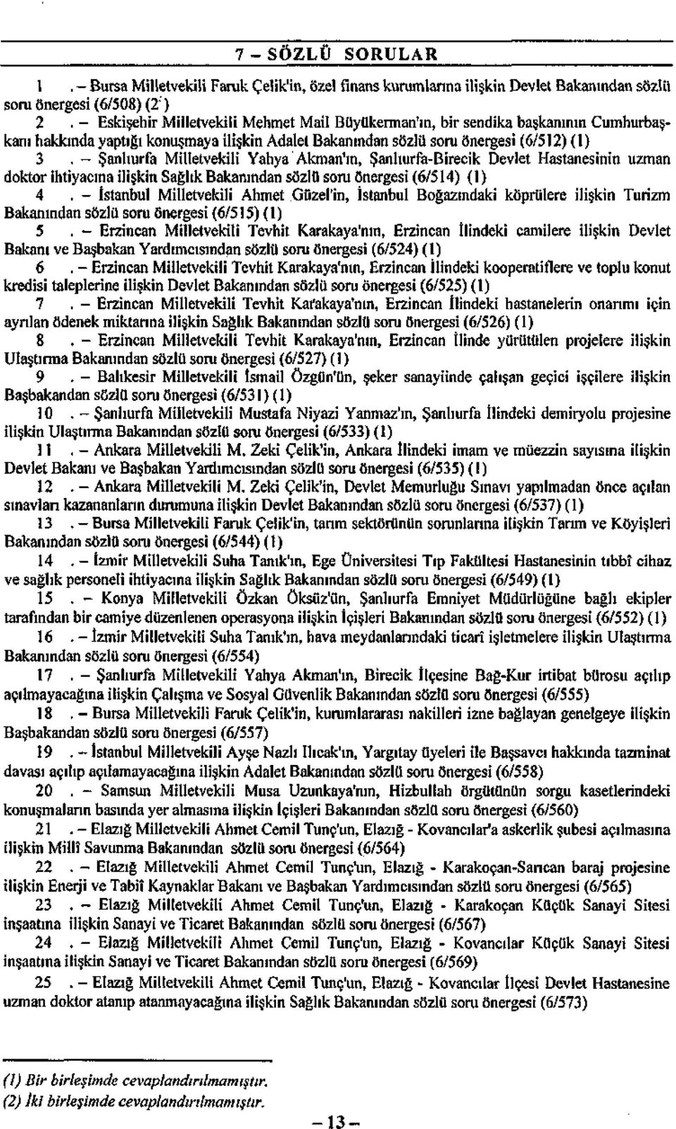 - Şanlıurfa Milletvekili Yahya Akman'ın, Şanhurfa-Birecik Devlet Hastanesinin uzman doktor ihtiyacına ilişkin Sağlık Bakanından sözlü soru önergesi (6/514) (1) 4.