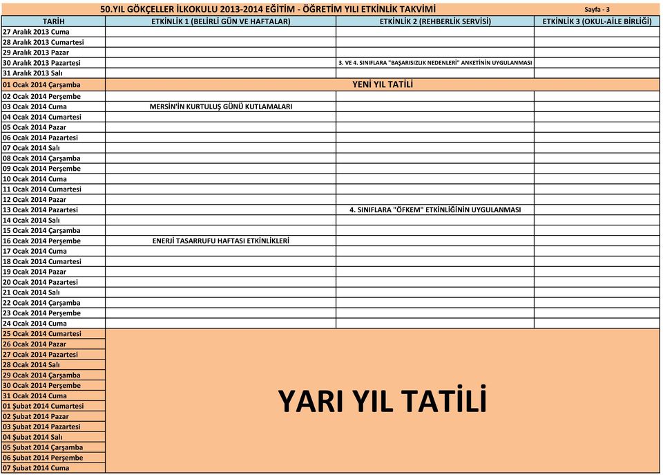 2014 Cumartesi 05 Ocak 2014 Pazar 06 Ocak 2014 Pazartesi 07 Ocak 2014 Salı 08 Ocak 2014 Çarşamba 09 Ocak 2014 Perşembe 10 Ocak 2014 Cuma 11 Ocak 2014 Cumartesi 12 Ocak 2014 Pazar 13 Ocak 2014