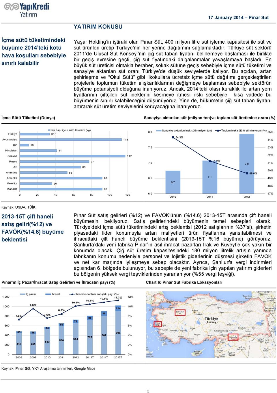 Türkiye süt sektörü 2011 de Ulusal Süt Konseyi nin çiğ süt taban fiyatını belirlemeye başlaması ile birlikte bir geçiş evresine geçti, çiğ süt fiyatındaki dalgalanmalar yavaşlamaya başladı.