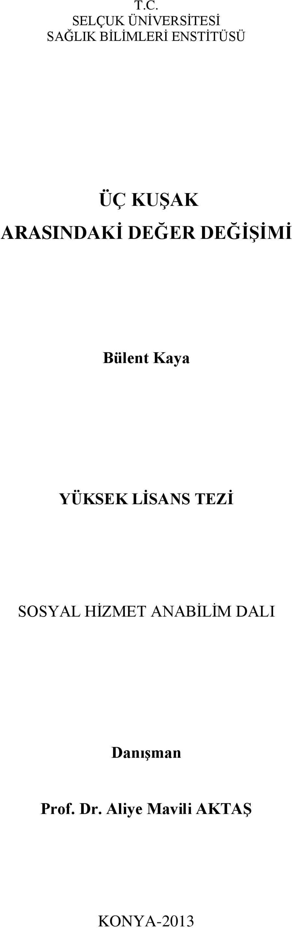 Bülent Kaya YÜKSEK LĠSANS TEZĠ SOSYAL HĠZMET