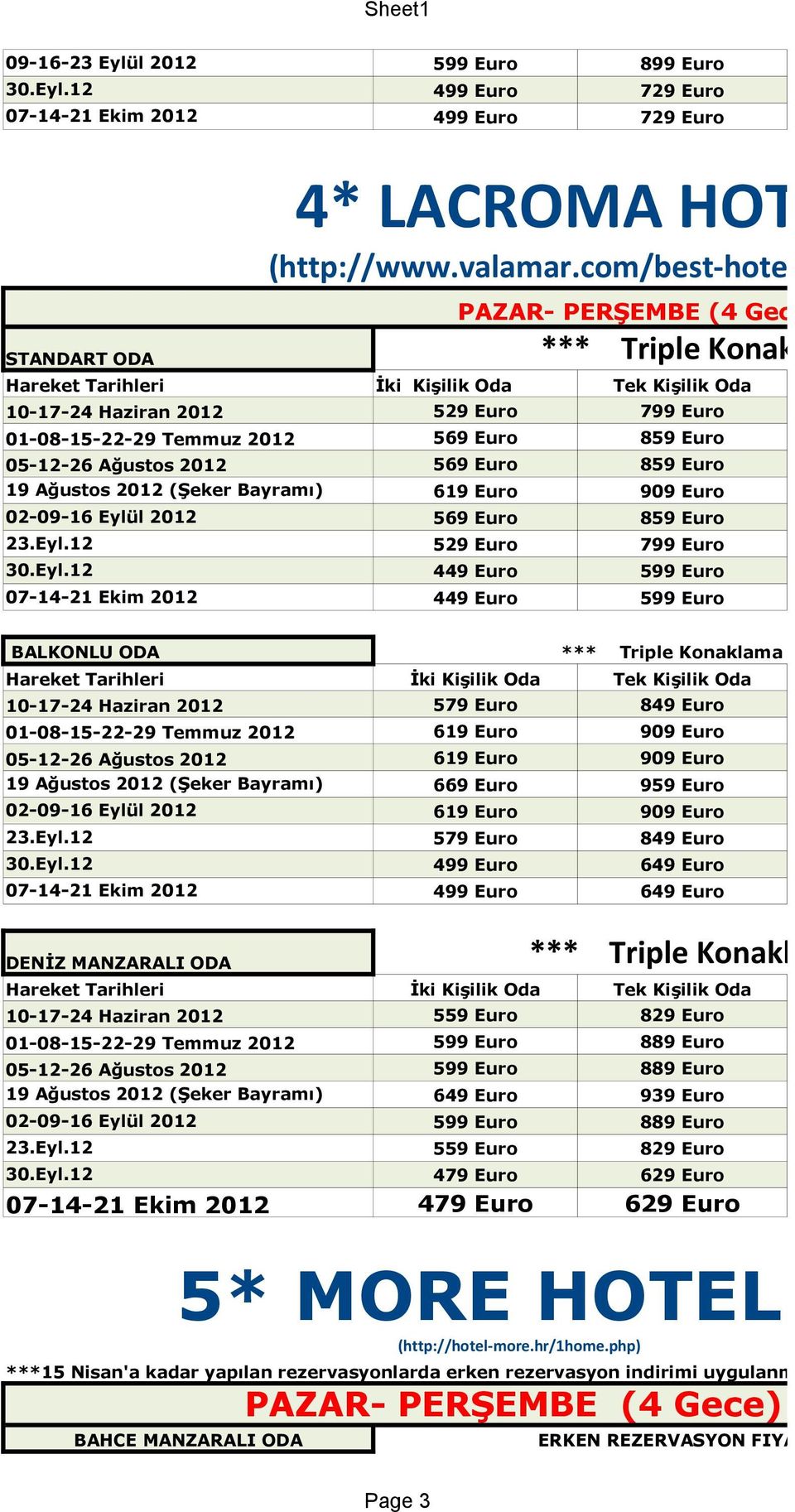 Euro 19 Ağustos 2012 (Şeker Bayramı) 619 Euro 909 Euro 02-09-16 Eylü