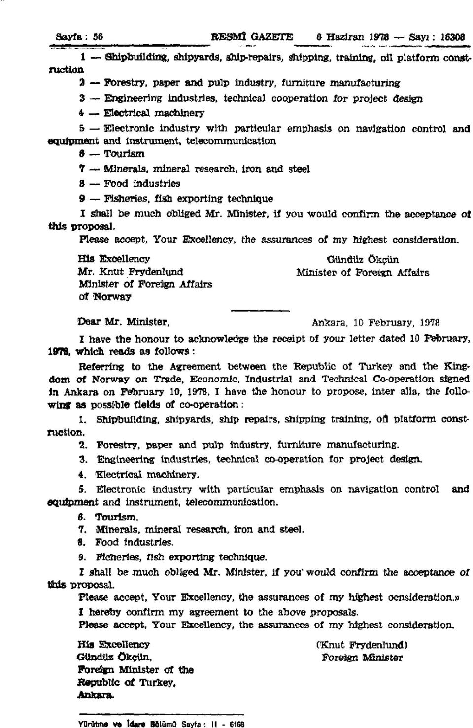 telecommunication 8 Tourism 7 Minerals, mineral research, iron and steel 8 Food industries 9 Fisheries, fish exporting technique I shall be much obliged Mr.