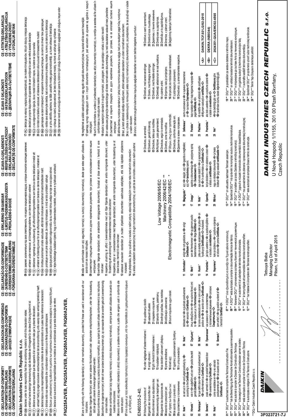 DECLARAÇÃO-DE-CONFORMIDADE CE - ЗАЯВЛЕНИЕ-О-СООТВЕТСТВИИ CE - OVERENSSTEMMELSESERKLÆRING CE - FÖRSÄKRAN-OM-ÖVERENSTÄMMELSE CE - DECLARACION-DE-CONFORMIDAD CE - DICHIARAZIONE-DI-CONFORMITA CE - HΛΩΣΗ