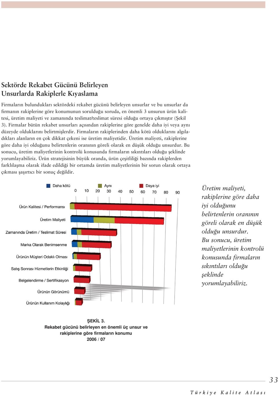 Firmalar bütün rekabet unsurlar aç s ndan rakiplerine göre genelde daha iyi veya ayn düzeyde olduklar n belirtmifllerdir.