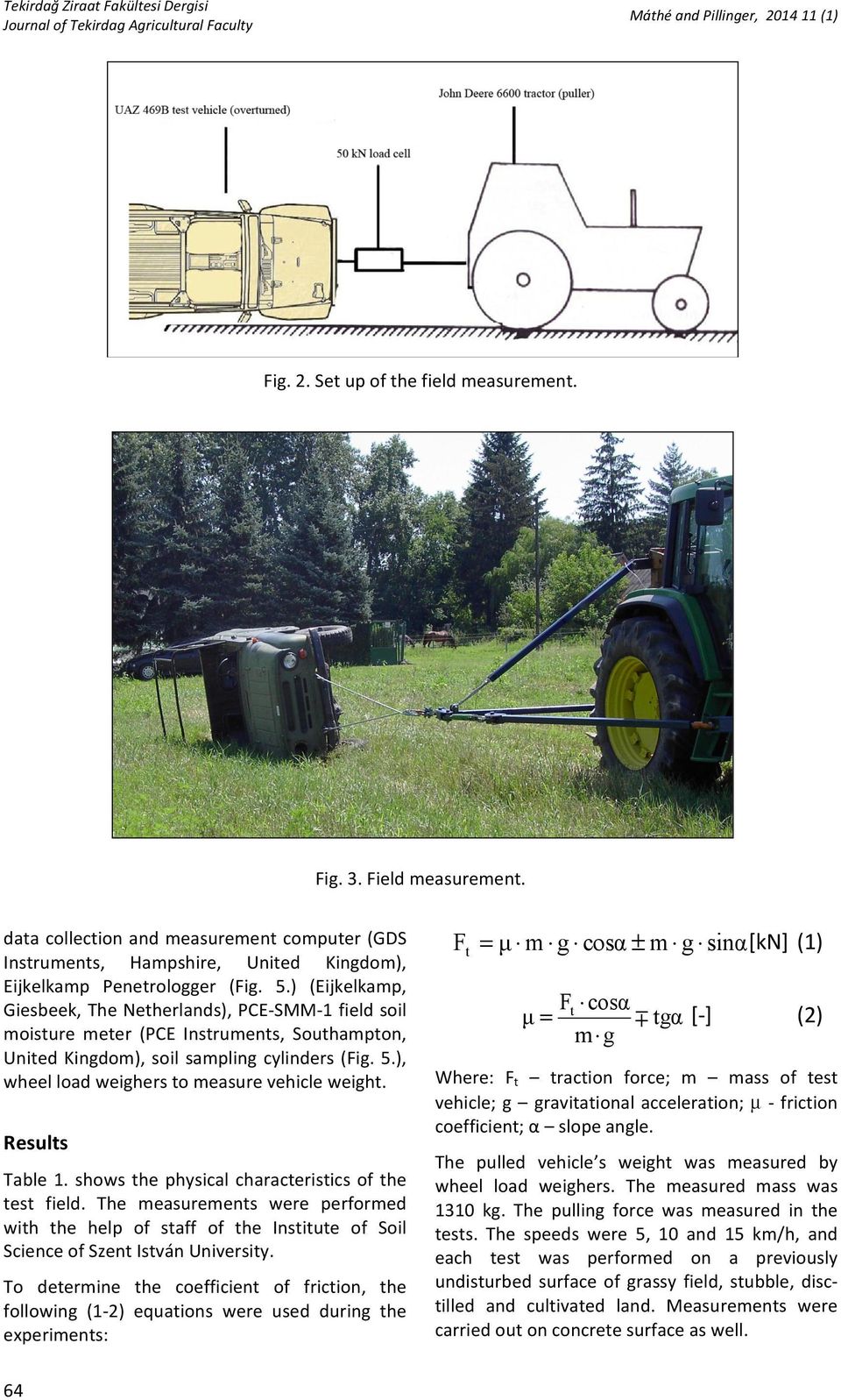 ) Eijkelkamp, Giesbeek,TheNetherlands),PCEDSMMD1fieldsoil moisture meter PCE Instruments, Southampton, UnitedKingdom),soilsamplingcylindersFig.5.), wheelloadweigherstomeasurevehicleweight.