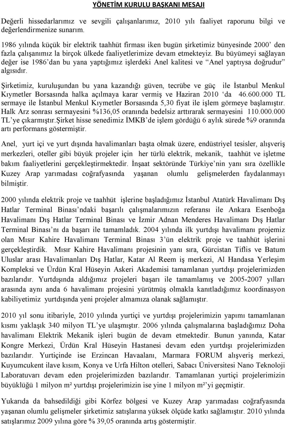 Bu büyümeyi sağlayan değer ise 1986 dan bu yana yaptığımız işlerdeki Anel kalitesi ve Anel yaptıysa doğrudur algısıdır.