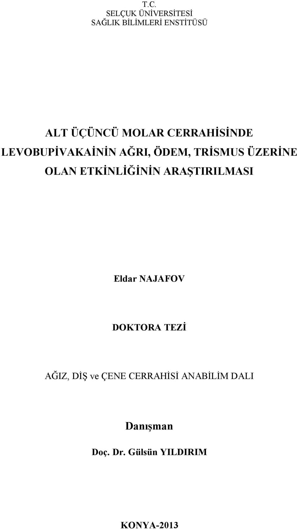 OLAN ETKİNLİĞİNİN ARAŞTIRILMASI Eldar NAJAFOV DOKTORA TEZİ AĞIZ,