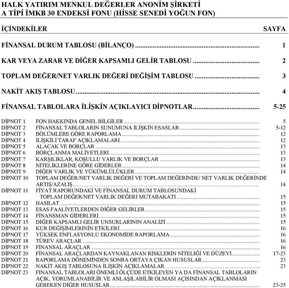 .. 12 DİPNOT 4 İLİŞKİLİ TARAF AÇIKLAMALARI... 12 DİPNOT 5 ALACAK VE BORÇLAR... 13 DİPNOT 6 BORÇLANMA MALİYETLERİ... 13 DİPNOT 7 KARŞILIKLAR, KOŞULLU VARLIK VE BORÇLAR.