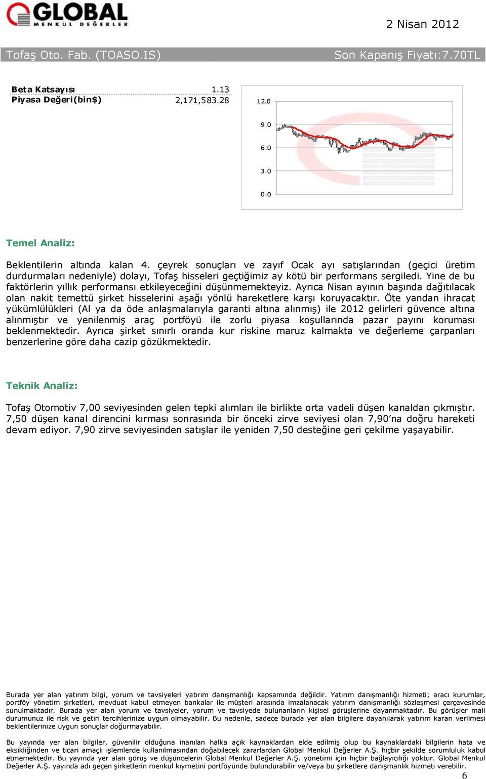 Yine de bu faktörlerin yıllık performansı etkileyeceğini düşünmemekteyiz. Ayrıca Nisan ayının başında dağıtılacak olan nakit temettü şirket hisselerini aşağı yönlü hareketlere karşı koruyacaktır.