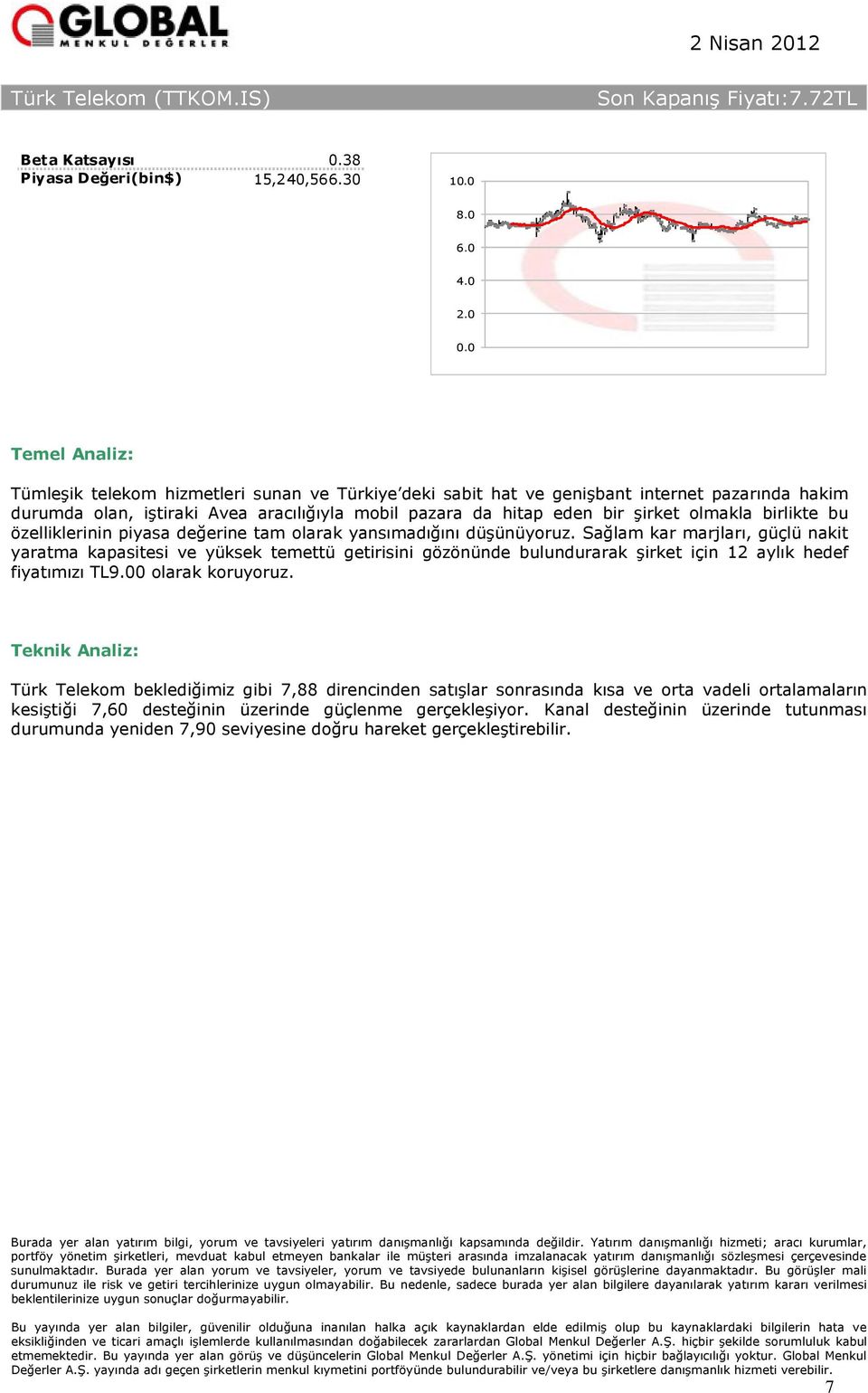 birlikte bu özelliklerinin piyasa değerine tam olarak yansımadığını düşünüyoruz.