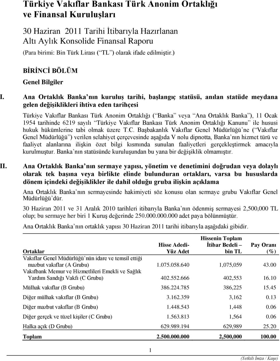 Banka ), 11 Ocak 1954 tarihinde 6219 sayılı Türkiye Vakıflar Bankası Türk Anonim Ortaklığı Kanunu ile hususi hukuk hükümlerine tabi olmak üzere T.C.