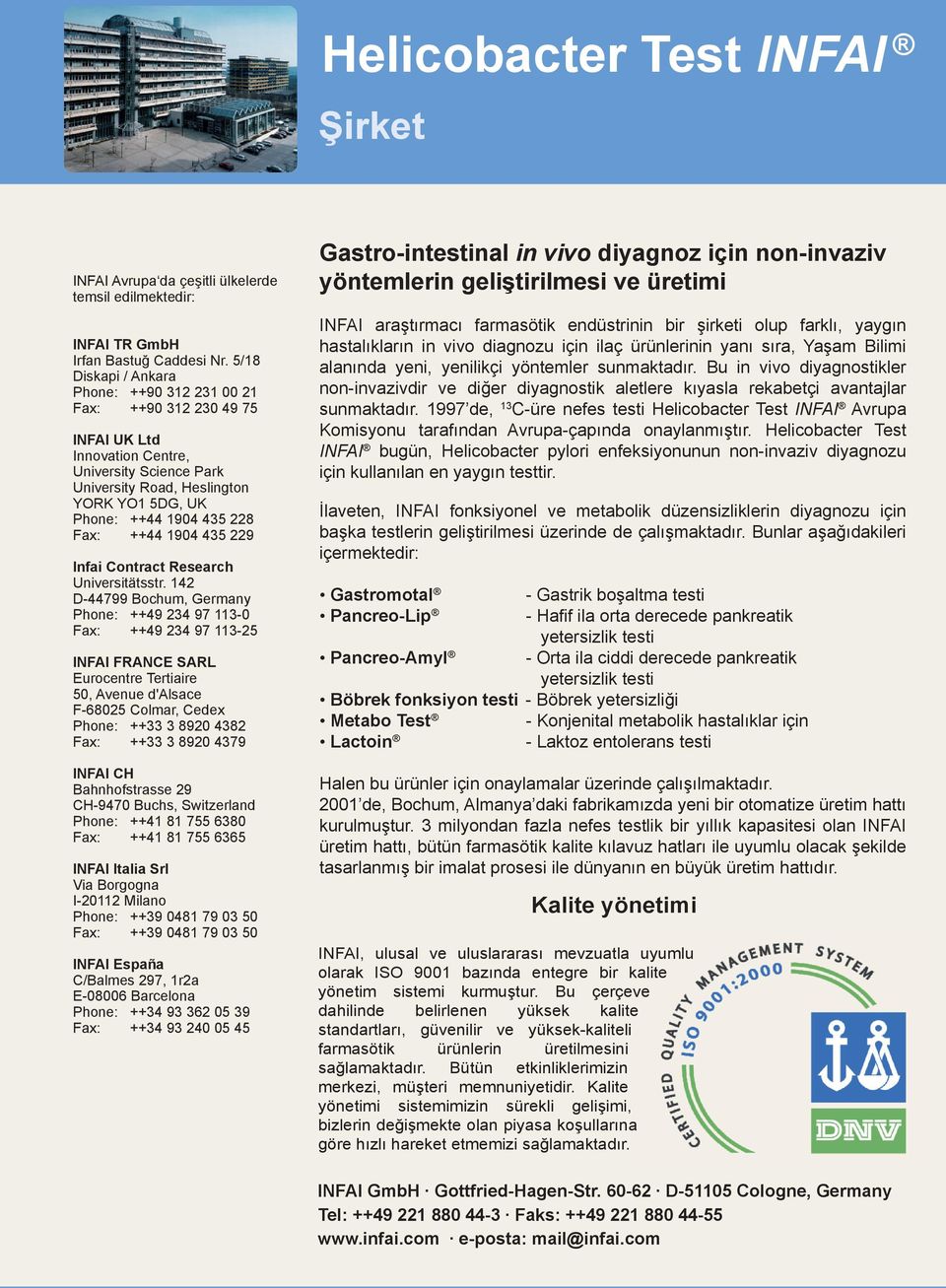 Fax: ++44 1904 435 229 Infai Contract Research Universitätsstr.