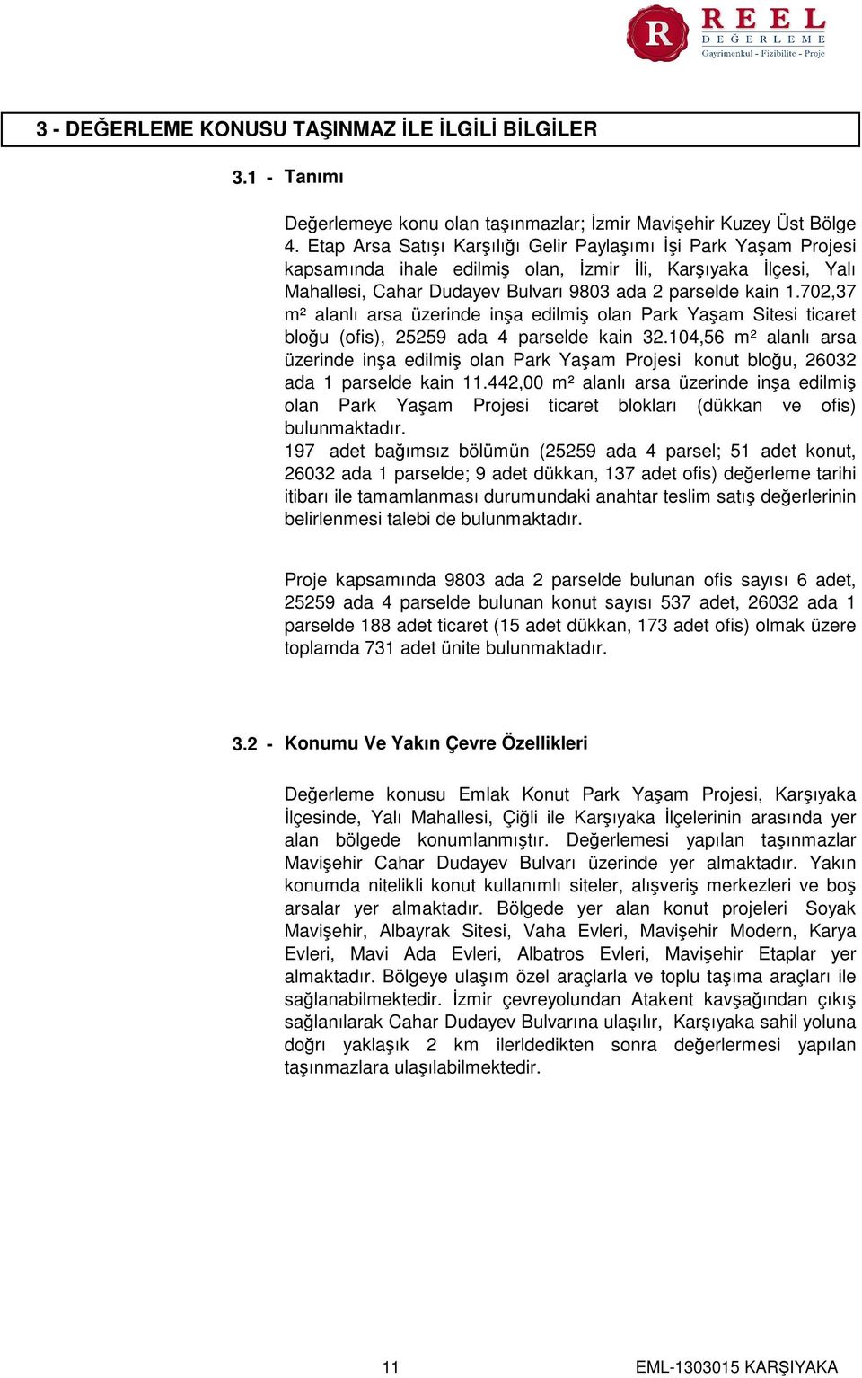 702,37 m² alanlı arsa üzerinde inşa edilmiş olan Park Yaşam Sitesi ticaret bloğu (ofis), 25259 ada 4 parselde kain 32.