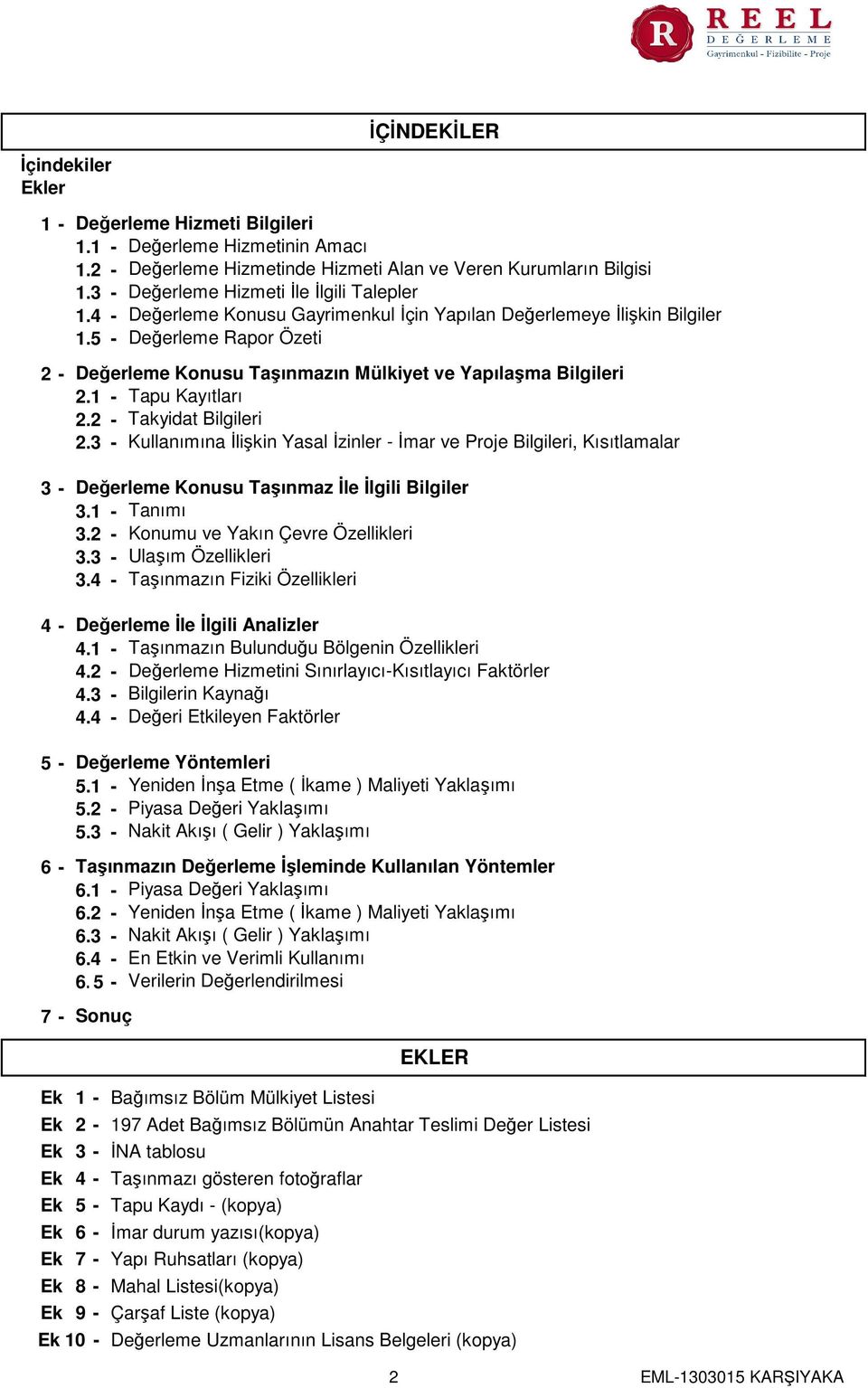 1 - Tapu Kayıtları 2.2 - Takyidat Bilgileri 2.3 - Kullanımına İlişkin Yasal İzinler - İmar ve Proje Bilgileri, Kısıtlamalar 3-4 - 5-6 - 7 - Değerleme Konusu Taşınmaz İle İlgili Bilgiler 3.