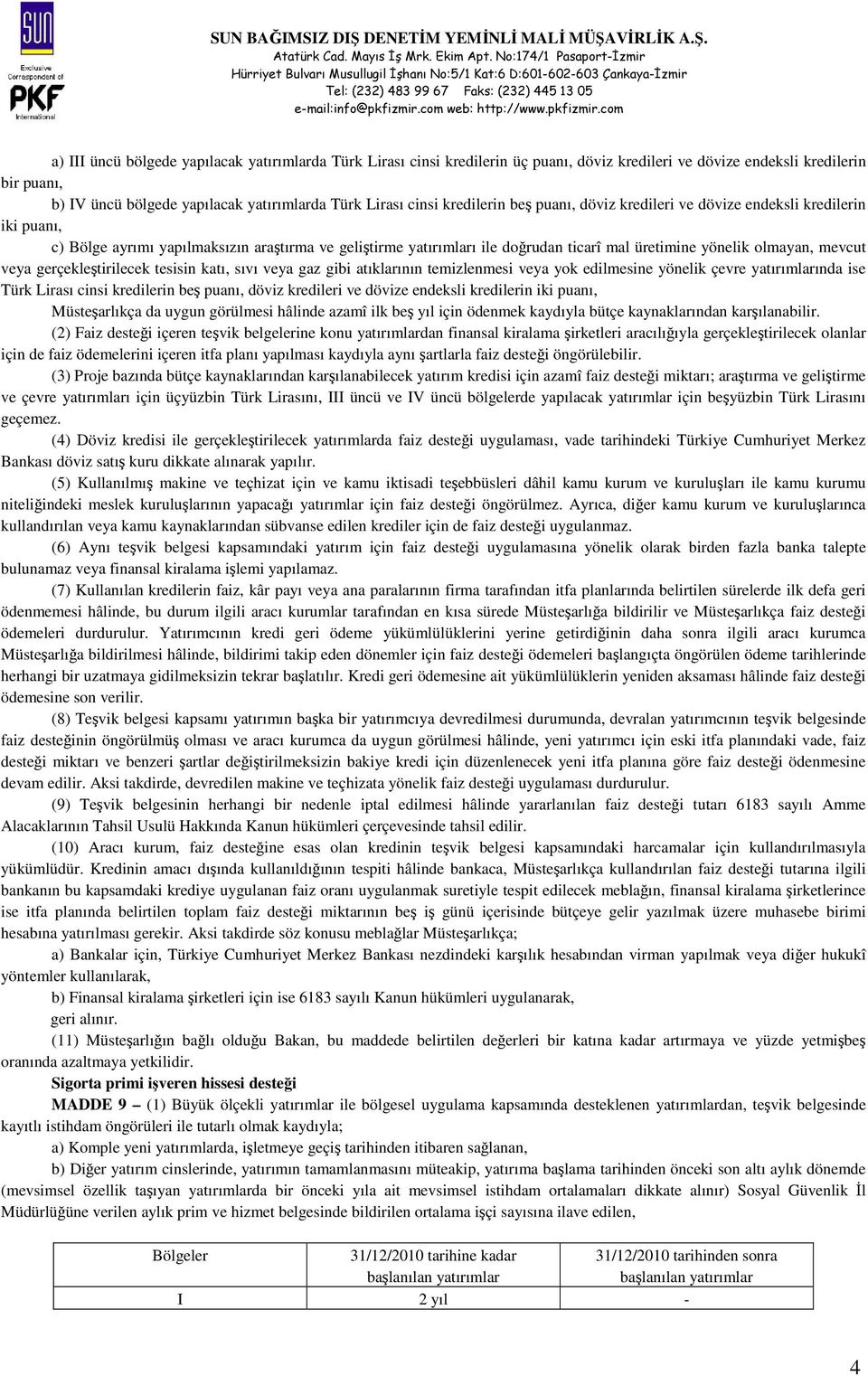 mevcut veya gerçekleştirilecek tesisin katı, sıvı veya gaz gibi atıklarının temizlenmesi veya yok edilmesine yönelik çevre yatırımlarında ise Türk Lirası cinsi kredilerin beş puanı, döviz kredileri