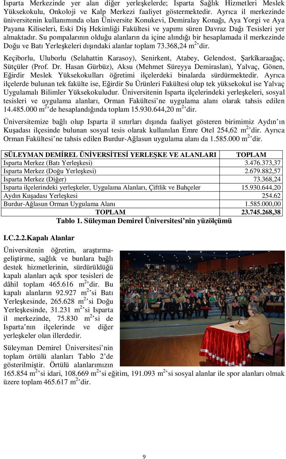 Su pompalar n oldu u alanlar n da içine al nd bir hesaplamada il merkezinde Do u ve Bat Yerle keleri d ndaki alanlar toplam 73.368,24 m 2 dir.