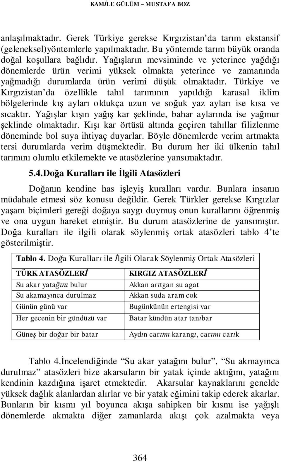 Türkiye ve Kırgızistan da özellikle tahıl tarımının yapıldığı karasal iklim bölgelerinde kış ayları oldukça uzun ve soğuk yaz ayları ise kısa ve sıcaktır.