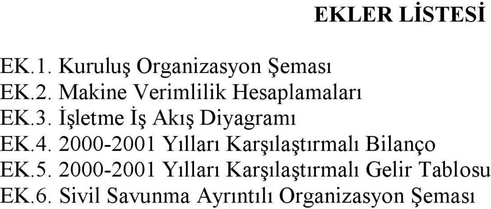 4. 2000-2001 Yõllarõ Karşõlaştõrmalõ Bilanço EK.5.