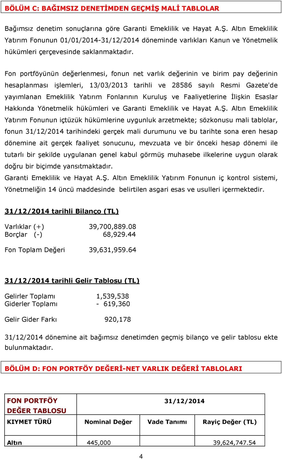 Kuruluş ve Faaliyetlerine İlişkin Esaslar Hakkında Yönetmelik hükümleri ve Garanti Emeklilik ve Hayat A.Ş.