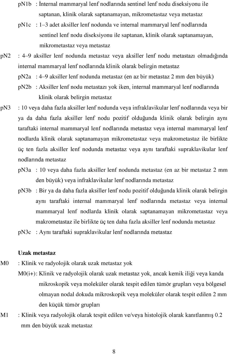 metastazı olmadığında internal mammaryal lenf nodlarında klinik olarak belirgin metastaz pn2a : 4 9 aksiller lenf nodunda metastaz (en az bir metastaz 2 mm den büyük) pn2b : Aksiller lenf nodu