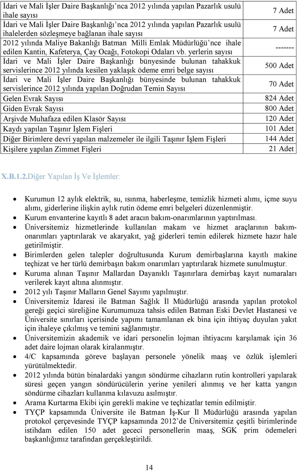 yerlerin sayısı İdari ve Mali İşler Daire Başkanlığı bünyesinde bulunan tahakkuk servislerince 2012 yılında kesilen yaklaşık ödeme emri belge sayısı İdari ve Mali İşler Daire Başkanlığı bünyesinde