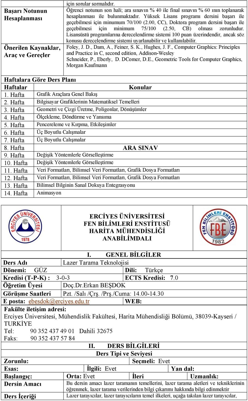 Lisansüstü programlarına derecelendirme sistemi 100 puan üzerindendir, ancak söz konusu derecelendirme sistemi uyarlanabilir ve kullanılabilir. Fo