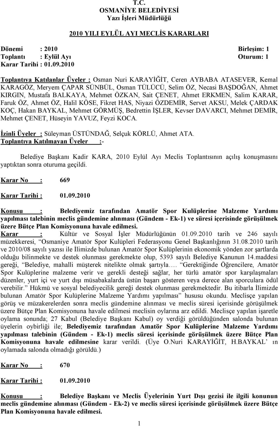 ÖZKAN, Sait ÇENET, Ahmet ERKMEN, Salim KARAR, Faruk ÖZ, Ahmet ÖZ, Halil KÖSE, Fikret HAS, Niyazi ÖZDEMİR, Servet AKSU, Melek ÇARDAK KOÇ, Hakan BAYKAL, Mehmet GÖRMÜŞ, Bedrettin İŞLER, Kevser DAVARCI,