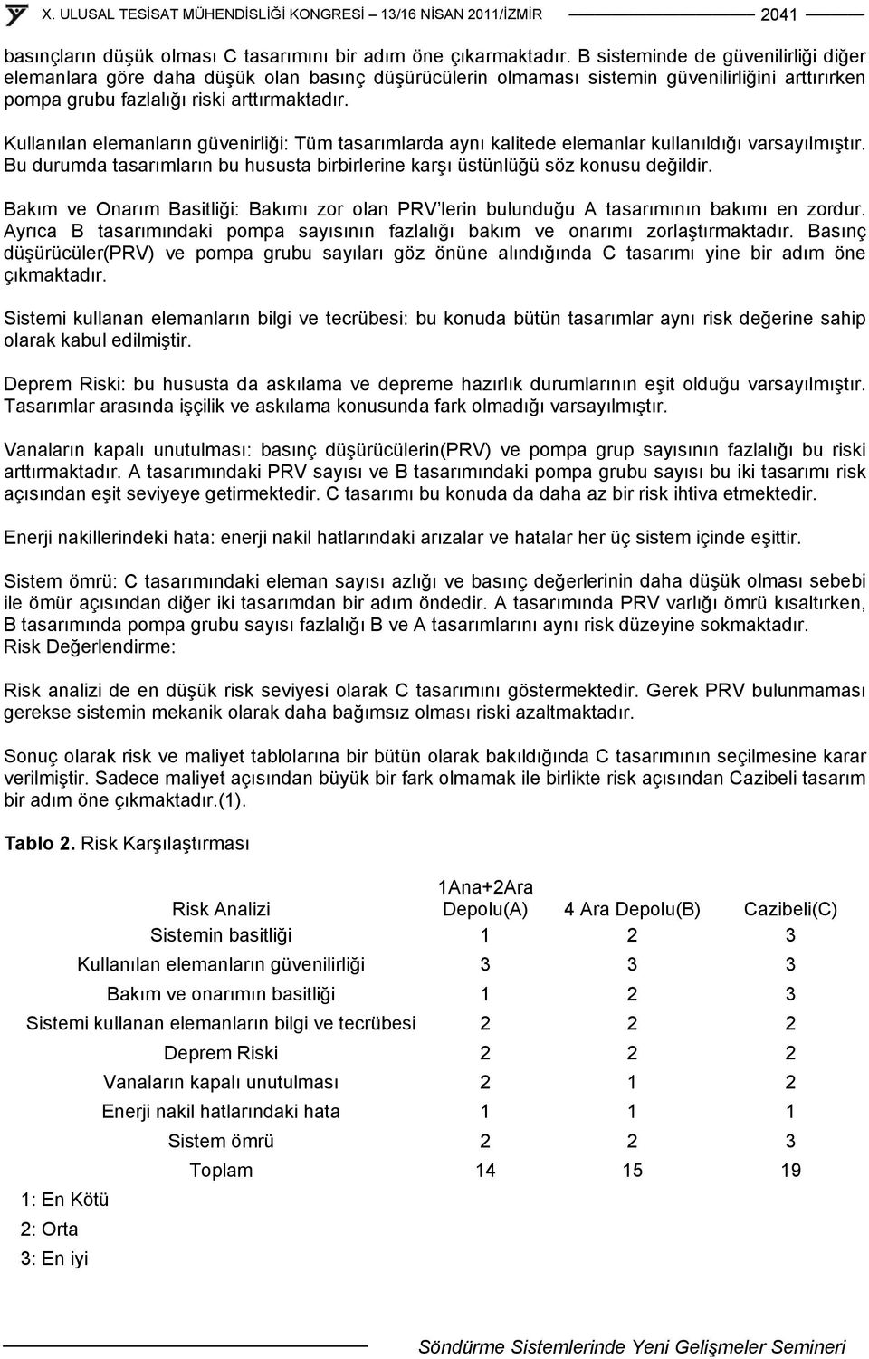 Kullanılan elemanların güvenirliği: Tüm tasarımlarda aynı kalitede elemanlar kullanıldığı varsayılmıştır. Bu durumda tasarımların bu hususta birbirlerine karşı üstünlüğü söz konusu değildir.