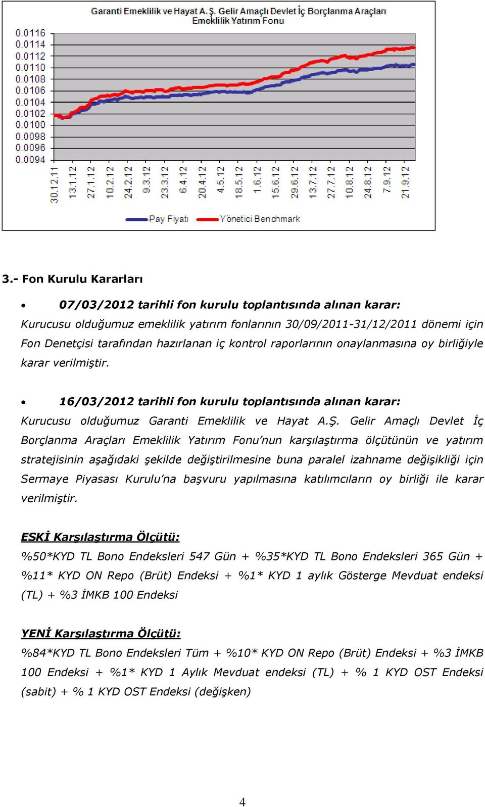 Gelir Amaçlı Devlet İç Borçlanma Araçları Emeklilik Yatırım Fonu nun karşılaştırma ölçütünün ve yatırım stratejisinin aşağıdaki şekilde değiştirilmesine buna paralel izahname değişikliği için Sermaye