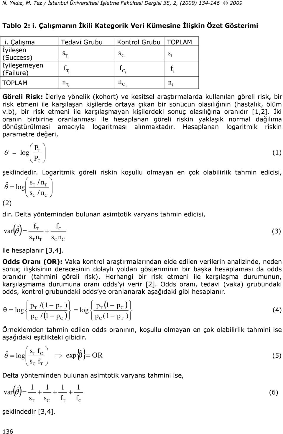 olaılığıı (hatalı, ölüm v.b), br r etme le arşılaşmaya şlerde ouç olaılığıa oraıdır [,2]. İ oraı brbre oralamaı le heaplaa görel r yalaşı ormal dağılıma döüştürülme amacıyla logartmaı alımatadır.