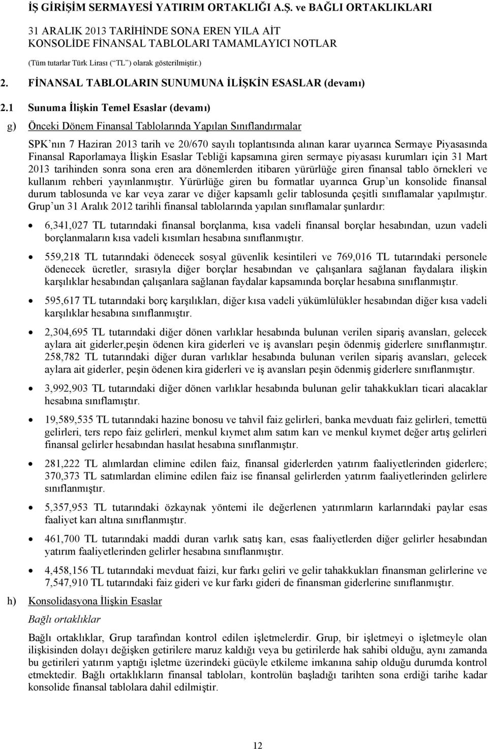 Piyasasında Finansal Raporlamaya İlişkin Esaslar Tebliği kapsamına giren sermaye piyasası kurumları için 31 Mart 2013 tarihinden sonra sona eren ara dönemlerden itibaren yürürlüğe giren finansal