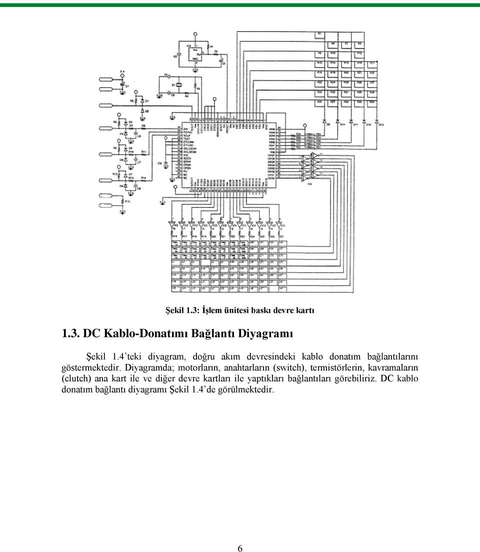 Diyagramda; motorların, anahtarların (switch), termistörlerin, kavramaların (clutch) ana kart ile ve