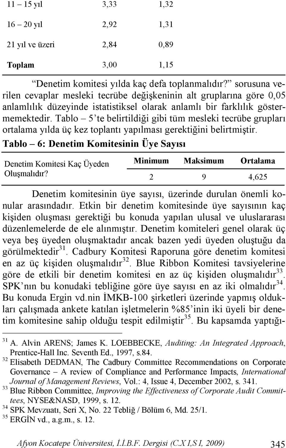 Tablo 5 te belirtildiği gibi tüm mesleki tecrübe grupları ortalama yılda üç kez toplantı yapılması gerektiğini belirtmiştir.