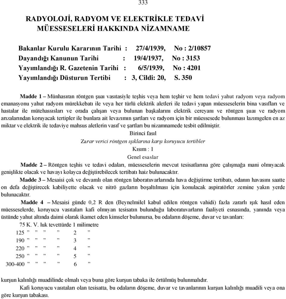 350 Madde 1 Münhasıran röntgen şuaı vasıtasiyle teşhis veya hem teşhir ve hem tedavi yahut radyom veya radyom emanasyonu yahut radyom mürekkebatı ile veya her türlü elektrik aletleri ile tedavi yapan