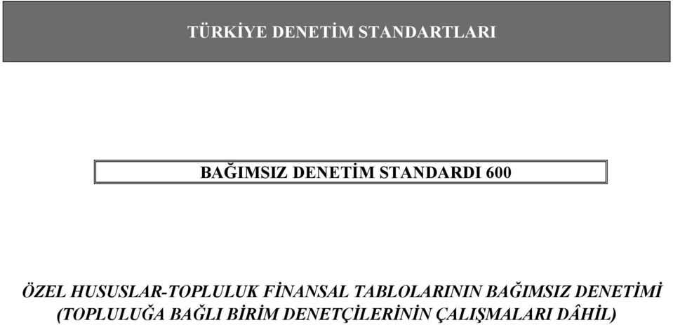 FİNANSAL TABLOLARININ BAĞIMSIZ DENETİMİ