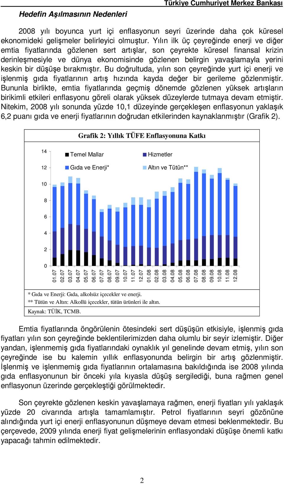 keskin bir düşüşe bırakmıştır. Bu doğrultuda, yılın son çeyreğinde yurt içi enerji ve işlenmiş gıda fiyatlarının artış hızında kayda değer bir gerileme gözlenmiştir.