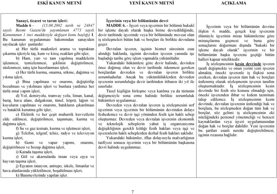 maddelerin işlenmesi, temizlenmesi, şeklinin değiştirilmesi, süslenmesi, satış için hazırlanması işleri, c) Her türlü kurma, onarma, sökme, dağıtma ve yıkma işleri, ç) Bina yapılması ve onarımı,